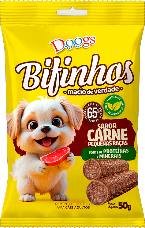 Bifinhos Doogs para Cães Adultos Raças Pequenas sabor Carne - 50 g