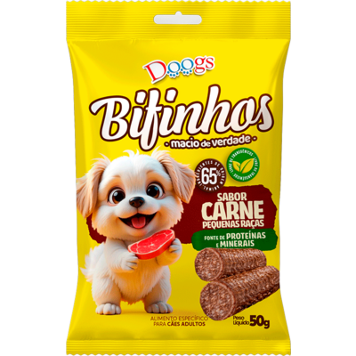 Bifinhos Doogs para Cães Adultos Raças Pequenas sabor Carne