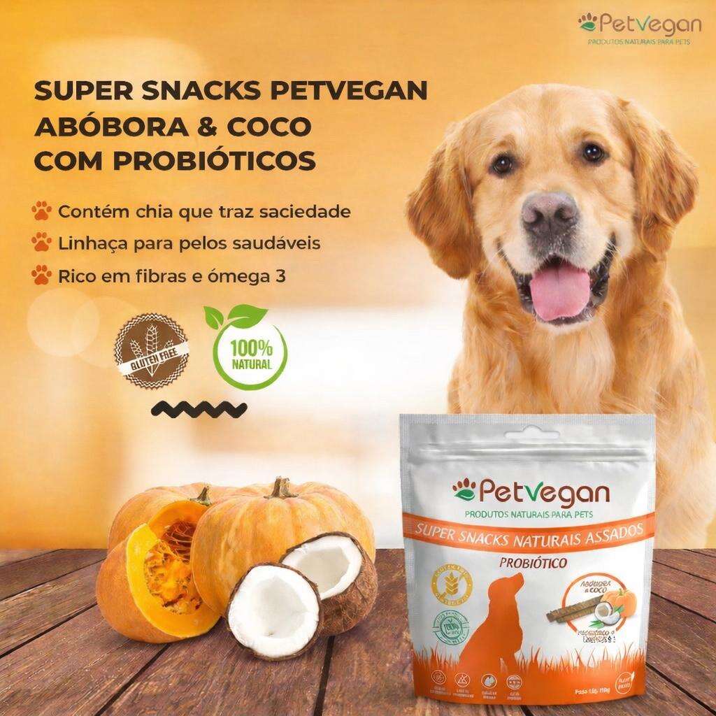 Petisco PetVegan para Cães Adultos Sabor Abóbora e Coco - 150g