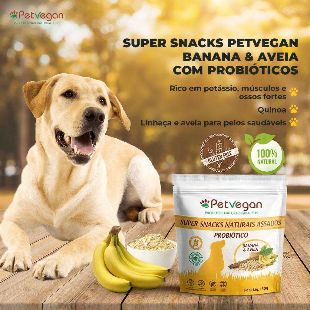 Petisco PetVegan para Cães Adultos Sabor Banana e Aveia - 150g