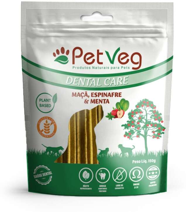 Petisco PetVegan Dental Care para Cães Sabor Maçã, Espinafre e Menta - 150 g