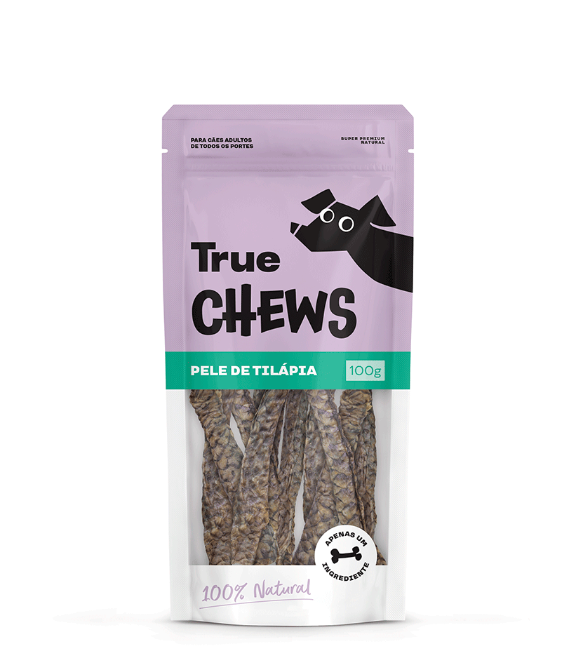 Petisco Mastigável True Chews Pele de Tilápia para Cães - 100 g