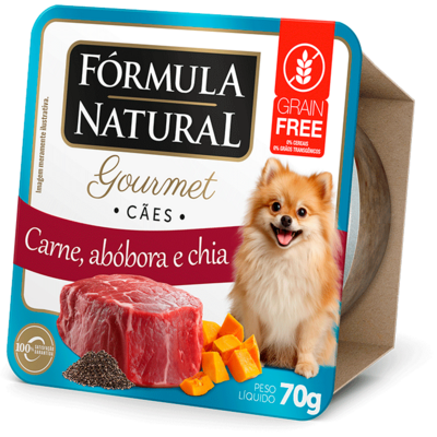 Grátis Ração Úmida Fórmula Natural Gourmet para Cães Sabor Carne Abóbora e Chia - 70 g