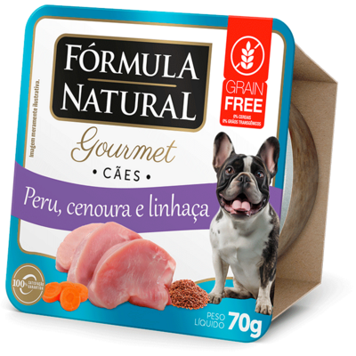 Grátis Ração Úmida Fórmula Natural Gourmet para Cães Sabor Peru Cenoura e Linhaça - 70 g