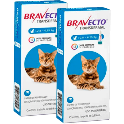 Antipulgas MSD Bravecto Transdermal 250 mg para Gatos de 2,8 a 6,25 Kg