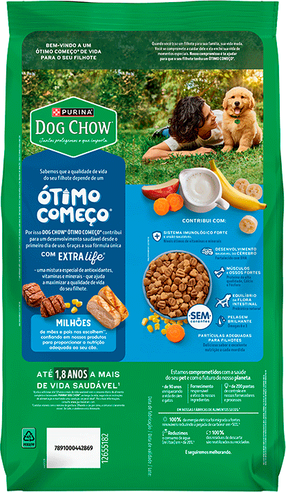 Ração Seca Purina Dog Chow Ótimo Começo para Cães Filhotes Porte Médio e Grande Sabor Carne Frango e Arroz - 2,5Kg