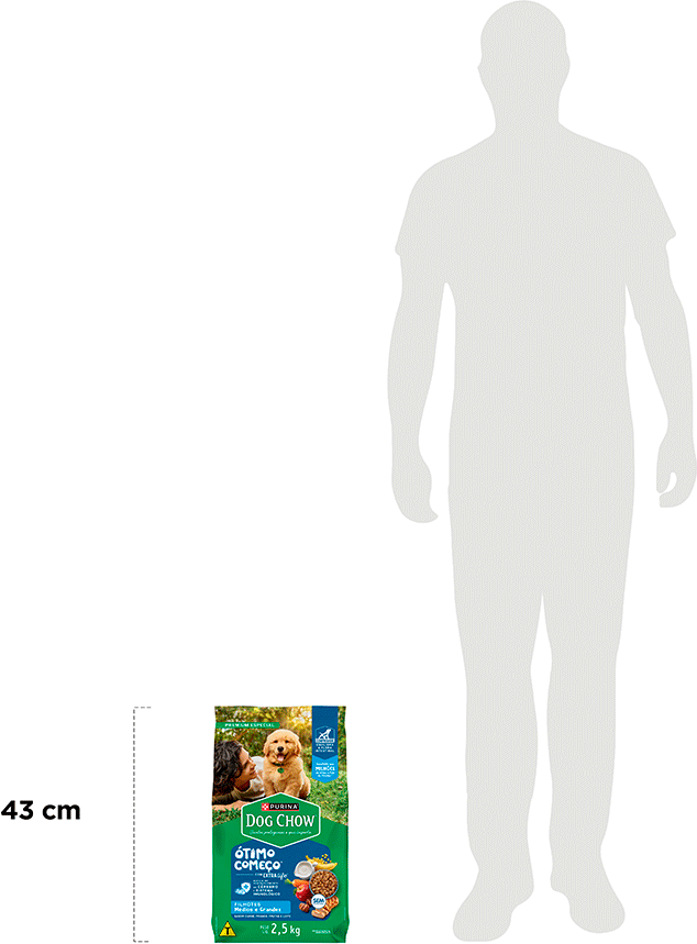 Ração Seca Purina Dog Chow Ótimo Começo para Cães Filhotes Porte Médio e Grande Sabor Carne Frango e Arroz - 2,5Kg