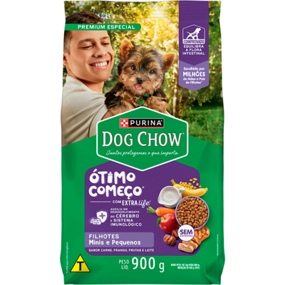 Ração Seca Purina Dog Chow Ótimo Começo para Cães Filhotes Porte Mini e Pequeno Sabor Carne Frango e Arroz