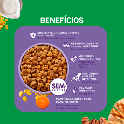 Ração Seca Purina Dog Chow Ótimo Começo para Cães Filhotes Porte Mini e Pequeno Sabor Carne Frango e Arroz