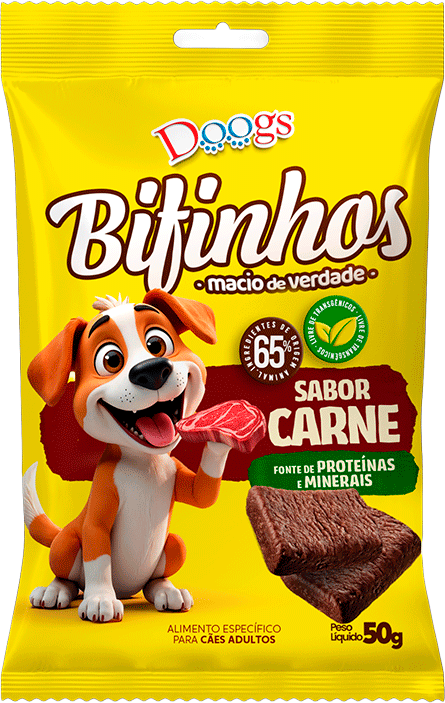 Bifinhos Doogs para Cães Adultos sabor Carne - 50 g