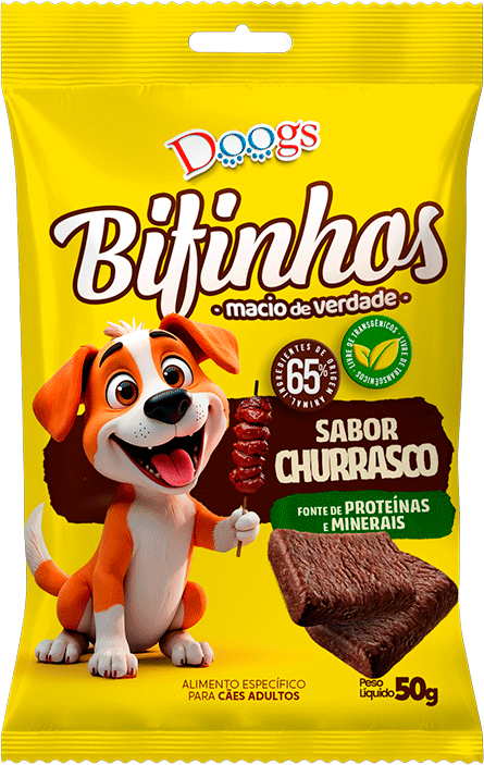 Bifinhos Doogs para Cães Adultos sabor Churrasco - 50 g