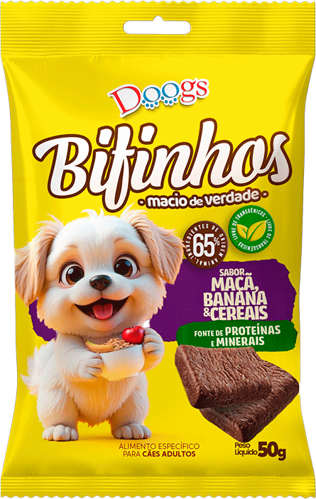 Bifinhos Doogs para Cães Adultos sabor Frutas e Cereais - 50 g