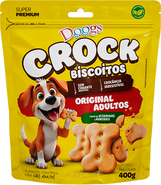 Biscoito Crock Doogs Original para Cães Adultos - 400 g