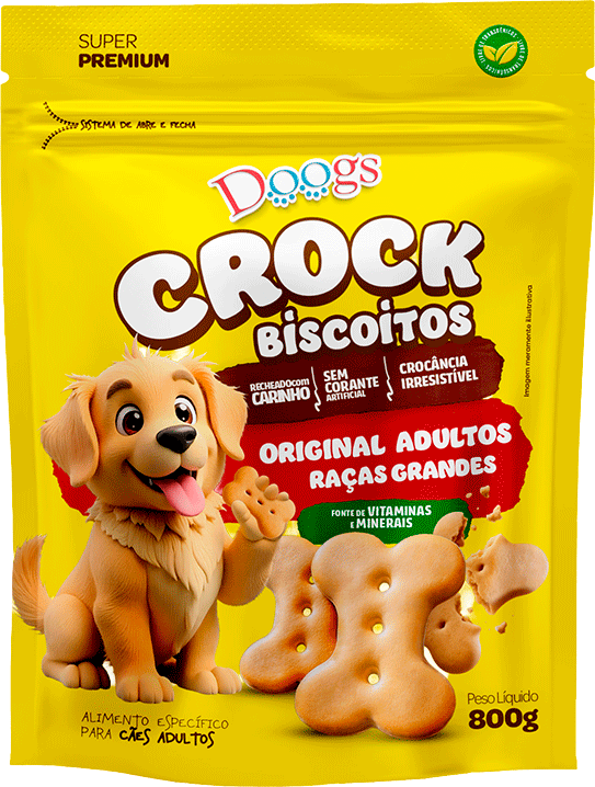 Biscoito Crock Doogs Original para Cães Adultos Raças Grandes - 800 g