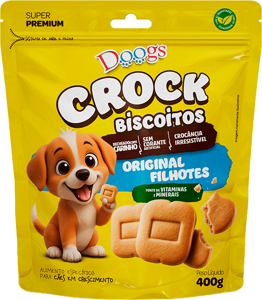 Biscoito Crock Doogs Original para Cães Filhotes - 400 g