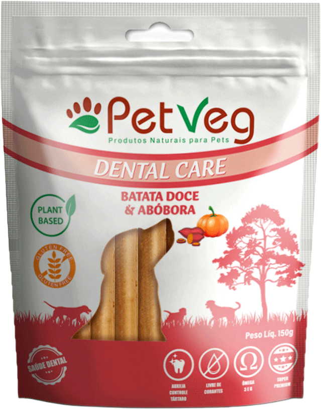 Petisco PetVegan Dental Care para Cães Sabor Batata Doce e Abóbora - 150 g