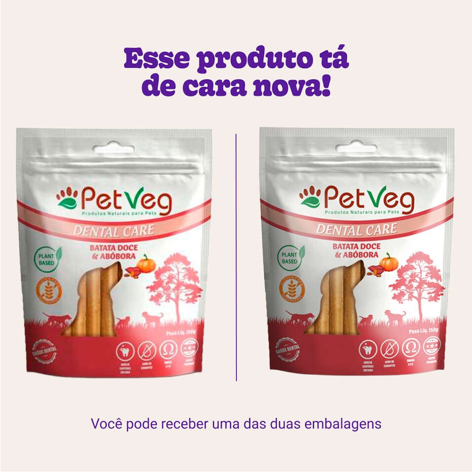 Petisco PetVegan Dental Care para Cães Sabor Batata Doce e Abóbora - 150 g