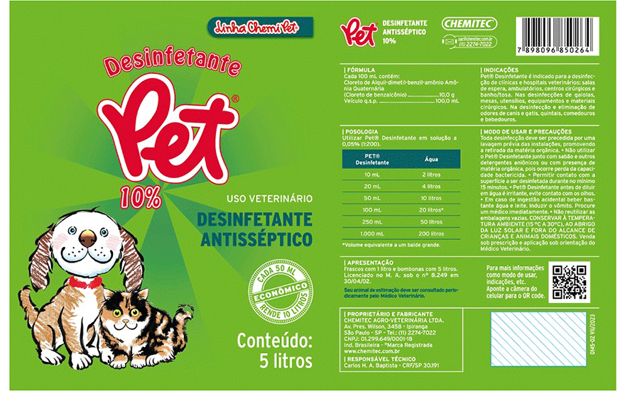 Desinfetante Pet Chemitec - 5 Litros