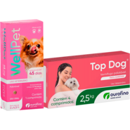 Kit Ourofino Antipulgas Wellpet e Vermifugo Topdog para Cães de 2Kg até 4,5Kg - KIT