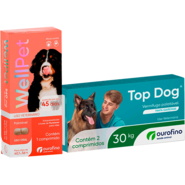 Kit Ourofino Antipulgas Wellpet e Vermifugo Topdog para Cães de 40,1Kg até 56Kg - KIT