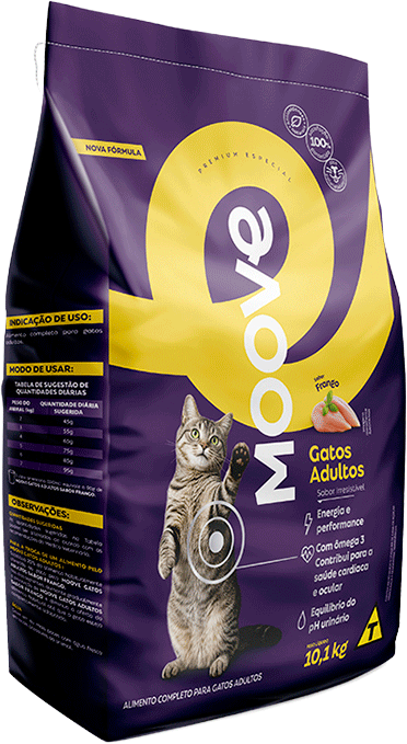 Ração Seca Moove para Gatos Adultos Sabor Frango - 10,1Kg
