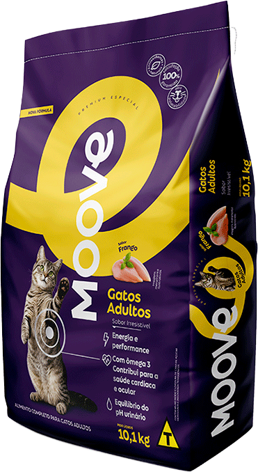 Ração Seca Moove para Gatos Adultos Sabor Frango - 10,1Kg