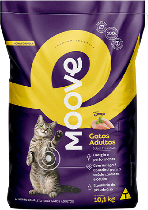 Ração Seca Moove para Gatos Adultos Sabor Frango - 10,1Kg