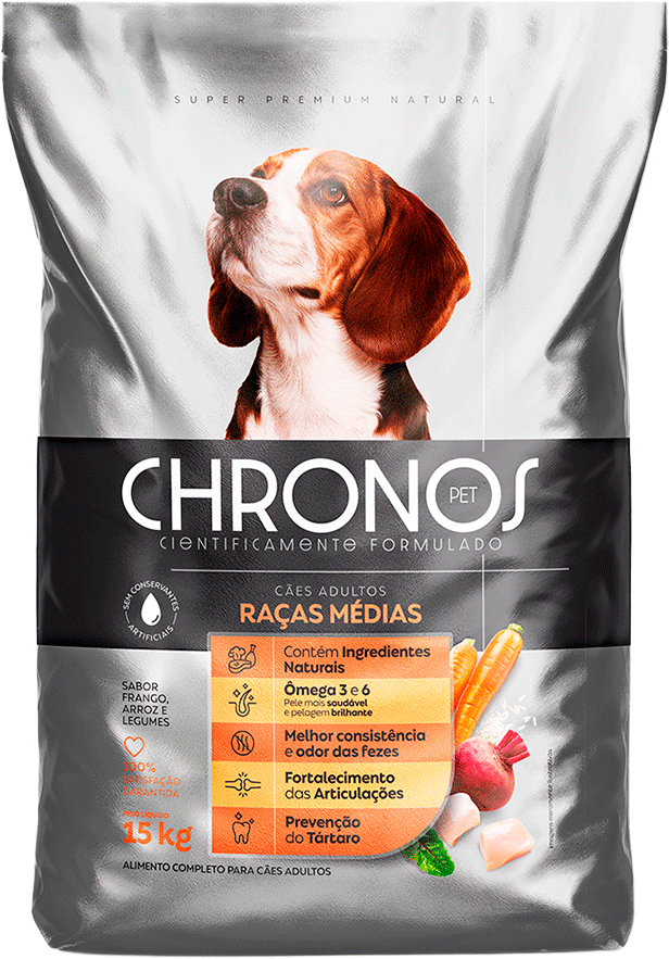 Ração Seca Chronos Pet para Cães Adultos Raças Médias Sabor Frango - 15Kg