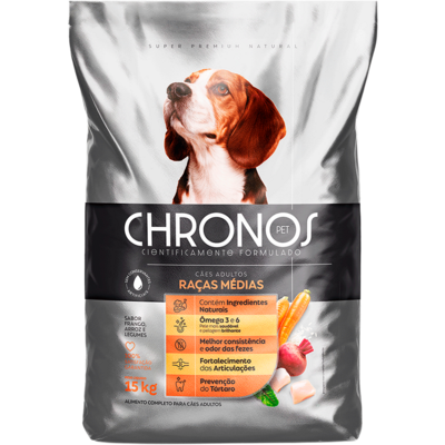 Ração Seca Chronos Pet para Cães Adultos Raças Médias Sabor Frango