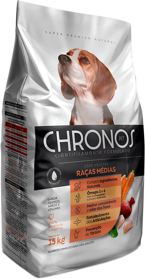 Ração Seca Chronos Pet para Cães Adultos Raças Médias Sabor Frango - 15Kg
