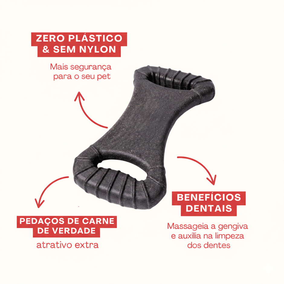 Brinquedo Mordedor Biobone para Cães Ossão Grande Sabor Carne - Tam. Único
