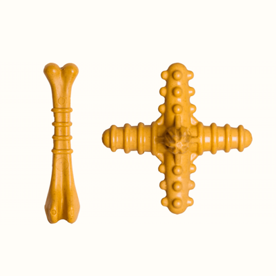 Brinquedo Mordedor Biobone para Cães Asterisco + Ossinho Pequeno Sabor Cúrcuma