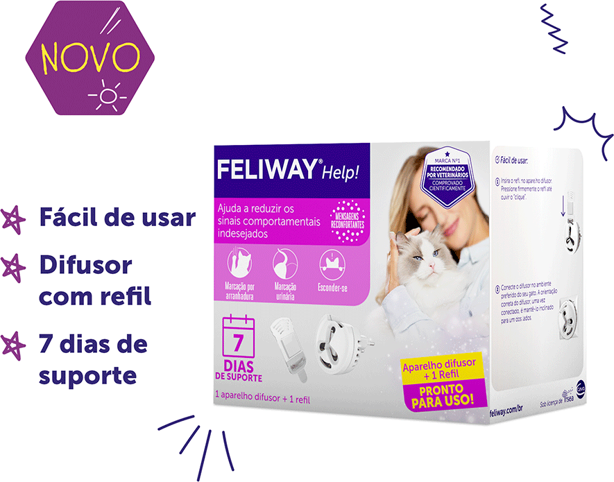 Difusor + Refil Feliway Help para Gatos - 1 Unidade