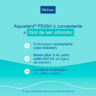Solução para Higiene Oral Virbac Aquadent Fr3sh para Cães e Gatos