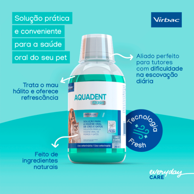 Solução para Higiene Oral Virbac Aquadent Fr3sh para Cães e Gatos