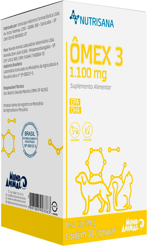 Suplemento Alimentar Nutrisana Ômex 3 1.100 mg para Cães e Gatos - 30 Cápsulas