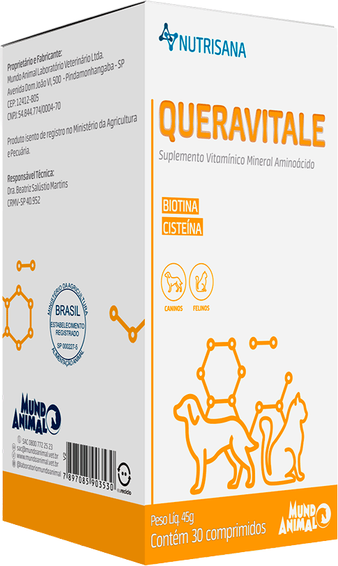 Suplemento Vitamínico Nutrisana Queravitale para Cães e Gatos - 30 Comprimidos