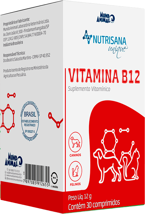 Suplemento Vitamínico Nutrisana Vitamina B12 para Cães e Gatos - 30 Comprimidos