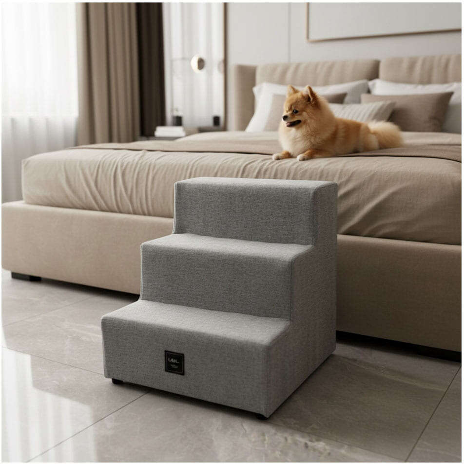 Escada Lavi Pet Anti-derrapante 3 Andares para Cães e Gatos Cinza - Tam. Único