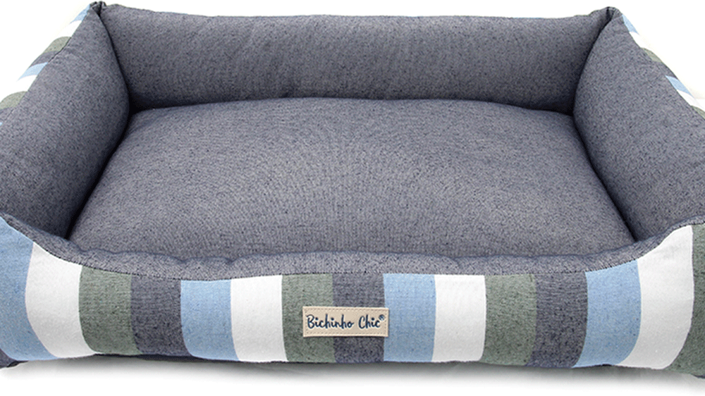 Cama Retangular Bichinho Chic Eco Azul para Cães e Gatos - Tam. EGG