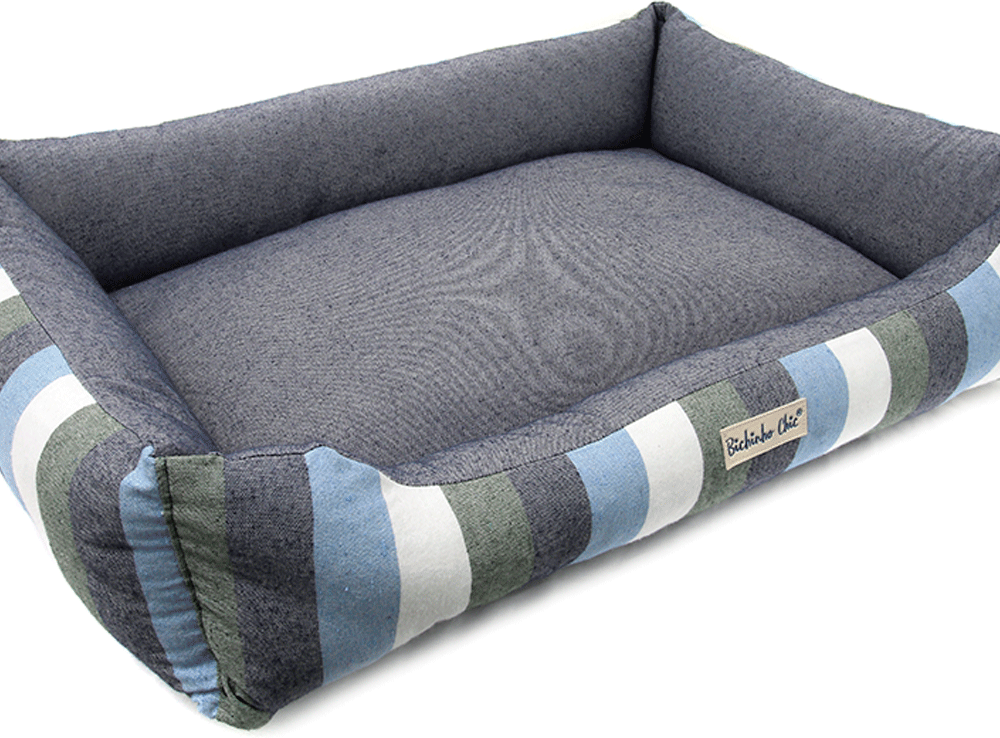 Cama Retangular Bichinho Chic Eco Azul para Cães e Gatos - Tam. EGG