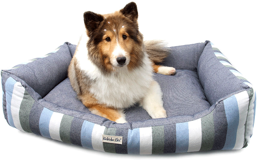 Cama Retangular Bichinho Chic Eco Azul para Cães e Gatos - Tam. EGG