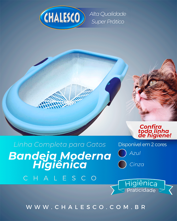 Bandeja Higienica Chalesco Moderna Azul para Gatos - Tam. Único