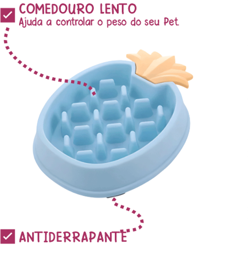 Comedouro Lento Animalissimo Abacaxi Azul para Cães - Tam. Único