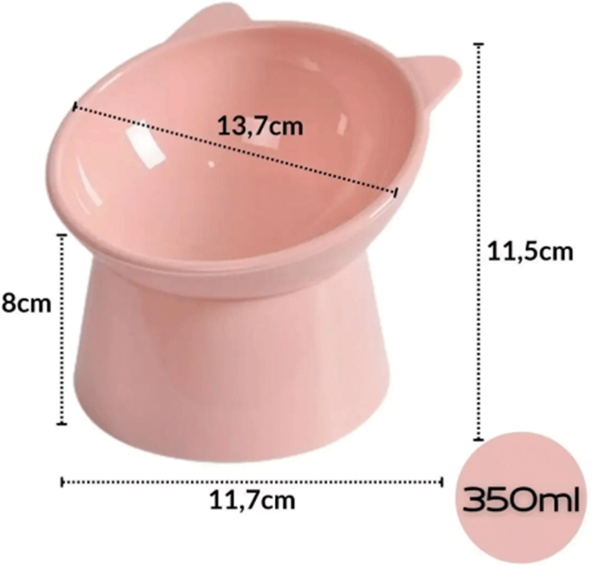 Comedouro Alto Animalissimo Gatinho Rosa para Gatos - Tam. Único
