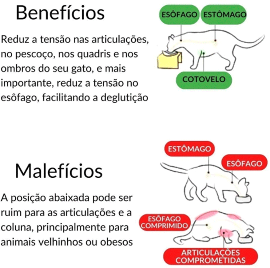 Comedouro Alto Animalissimo Gatinho Rosa para Gatos - Tam. Único
