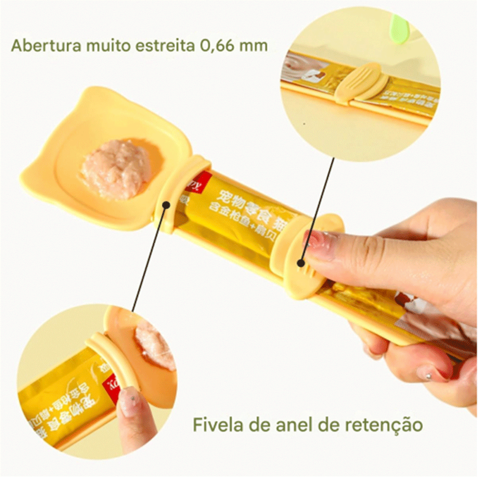 Colher Espremedora de Sachês Animalissimo Amarelo para Gatos - Tam. Único