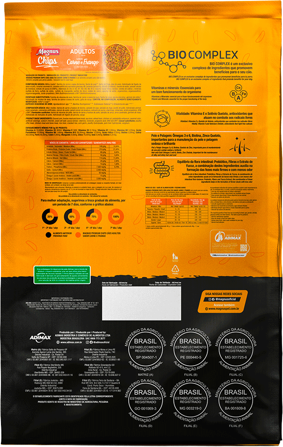 Ração Magnus Chips para Cães Adultos - 15Kg