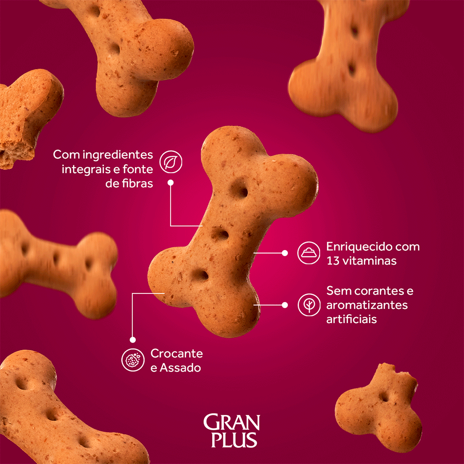 Biscoito GranPlus para Cães Adultos Sabor Frango - 300 g
