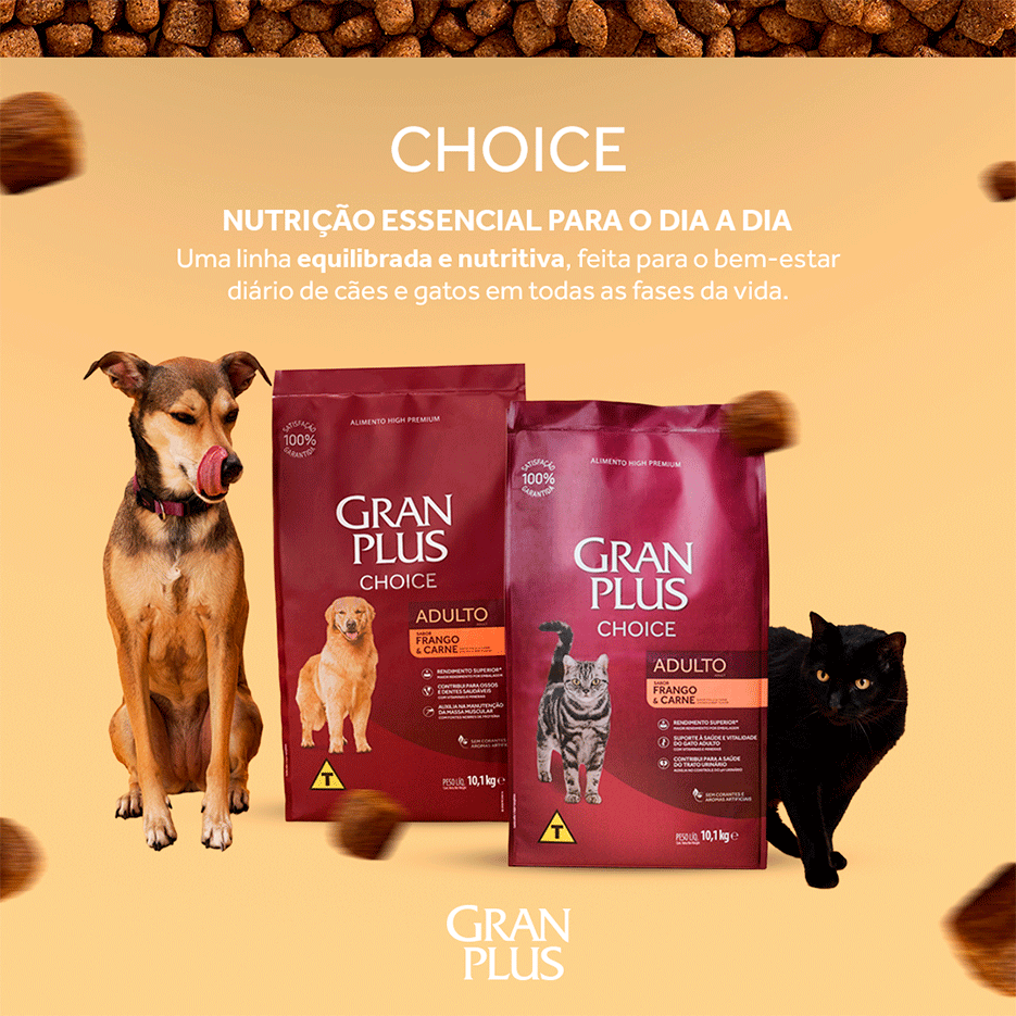 Ração GranPlus Choice Frango e Carne para Cães Adultos - 15Kg